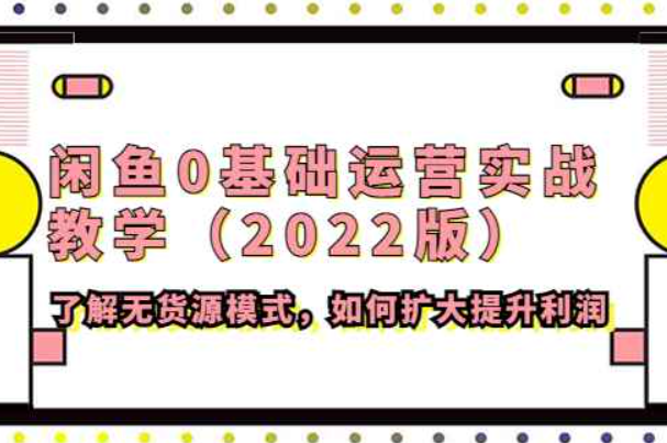 闲鱼0基础运营实战教学（2022版）了解无货源模式，如何扩大提升利润