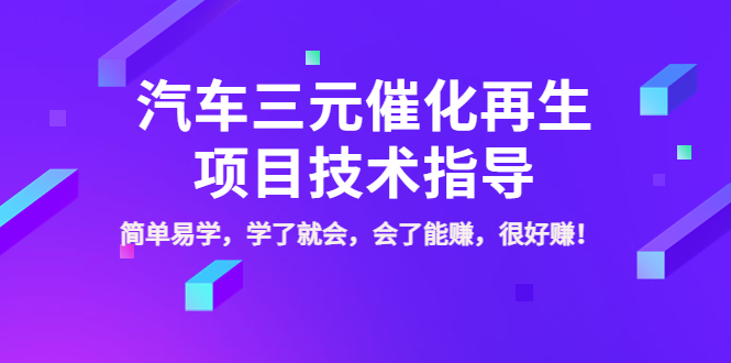 汽车三元催化再生项目技术指导，简单易学，学了就会，会了能赚，很好赚