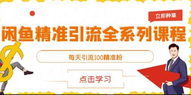 闲鱼精准制导全系列课程，每天100精准制粉视频课程